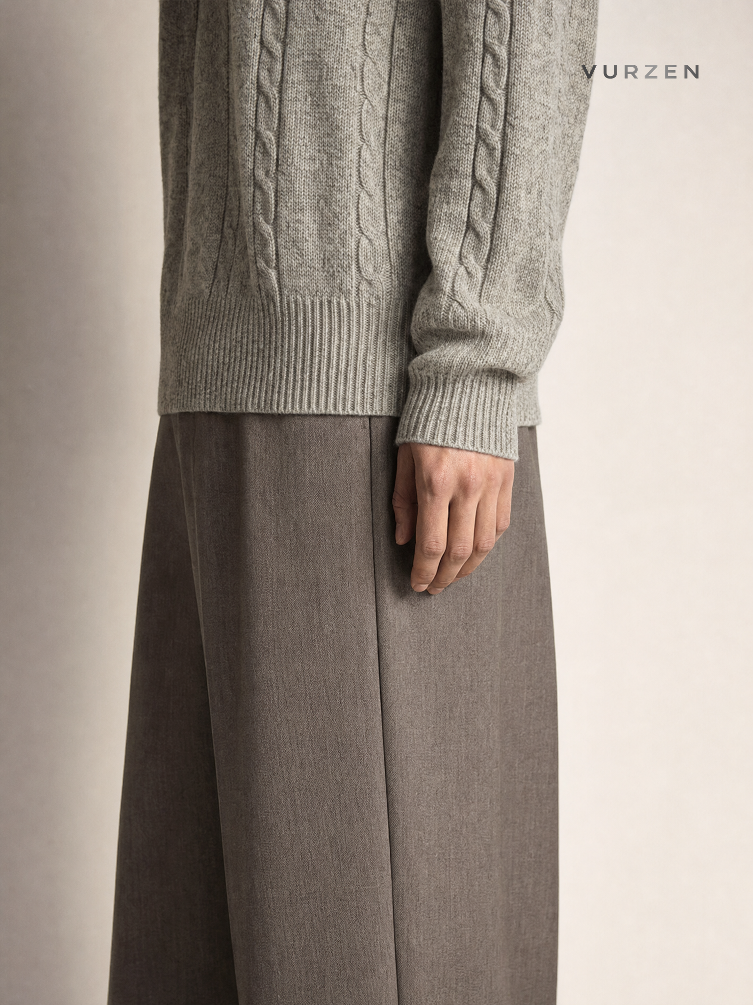 MYQ Loose Knit Henley Sweater for Men - Khaki detail