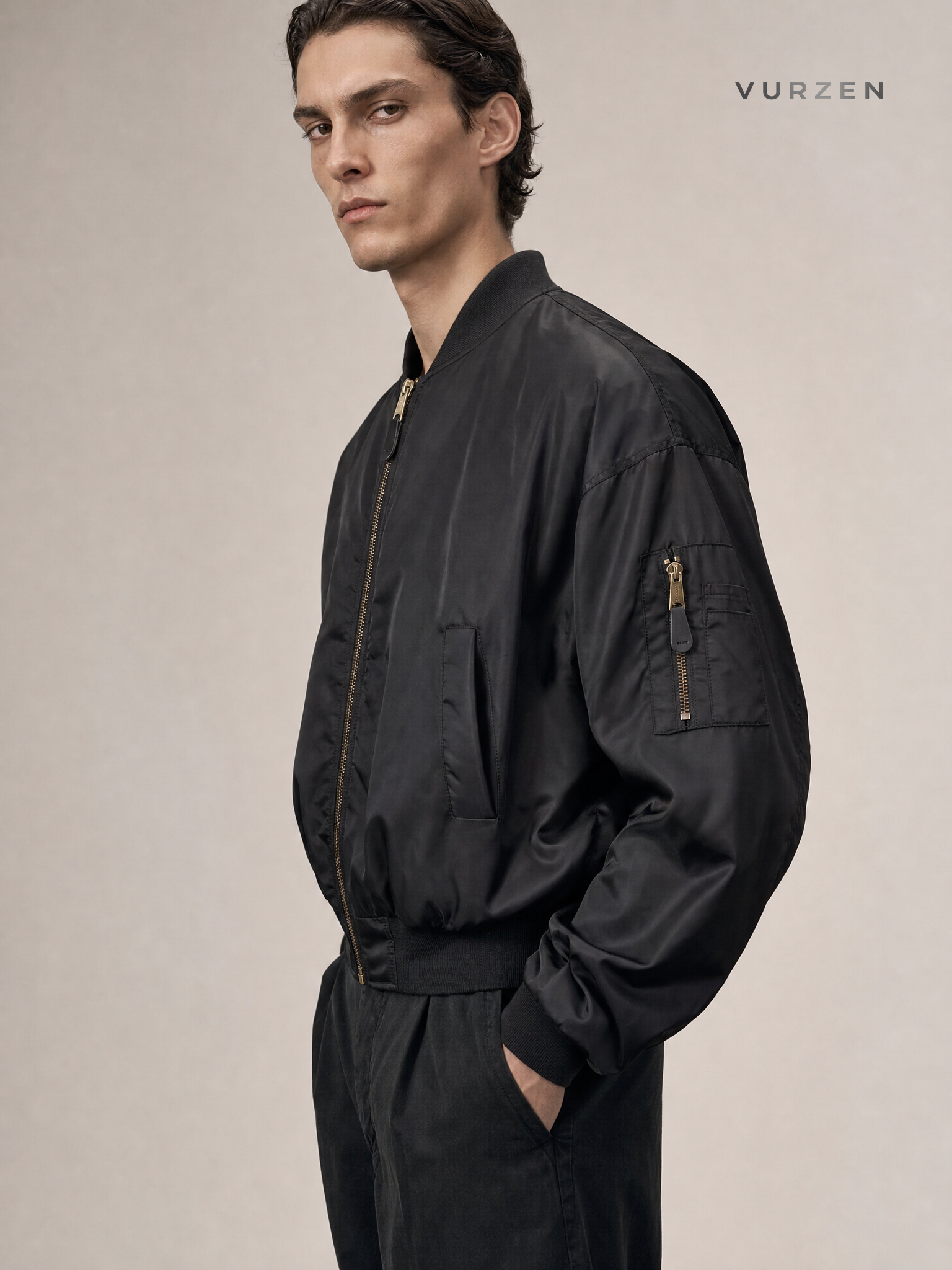 EME Alpha Velvet Bomber Jacket Winter Thick Coat detail