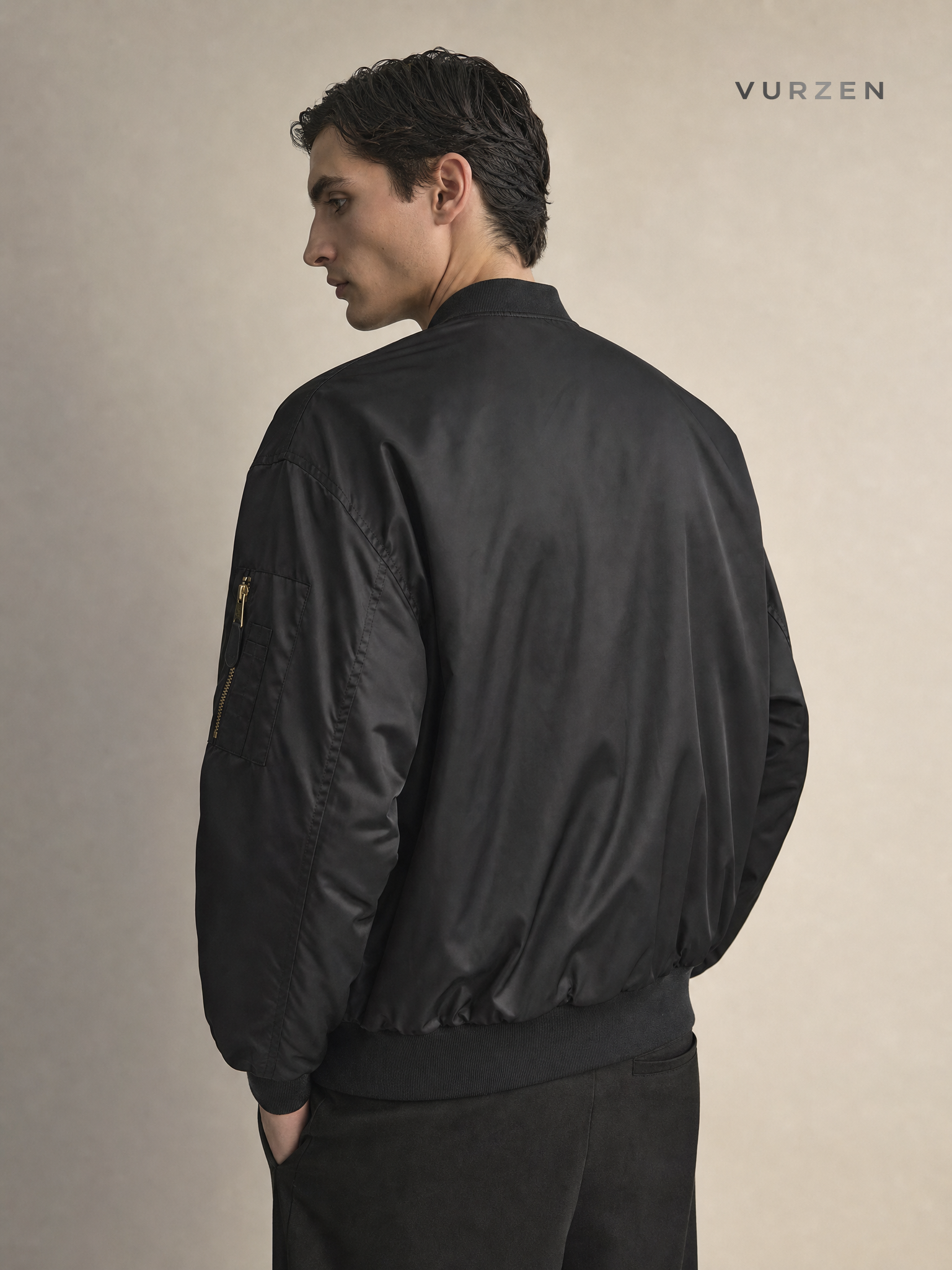 EME Alpha Velvet Bomber Jacket Winter Thick Coat detail