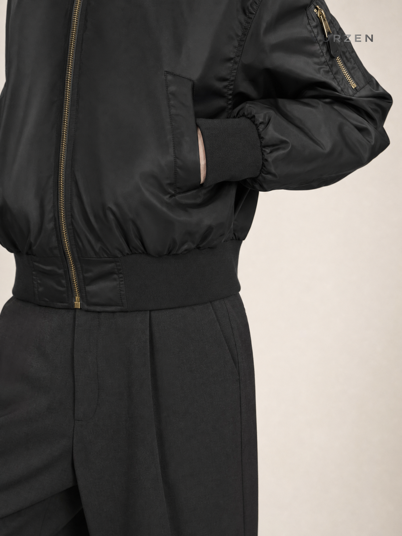 EME Alpha Velvet Bomber Jacket Winter Thick Coat detail