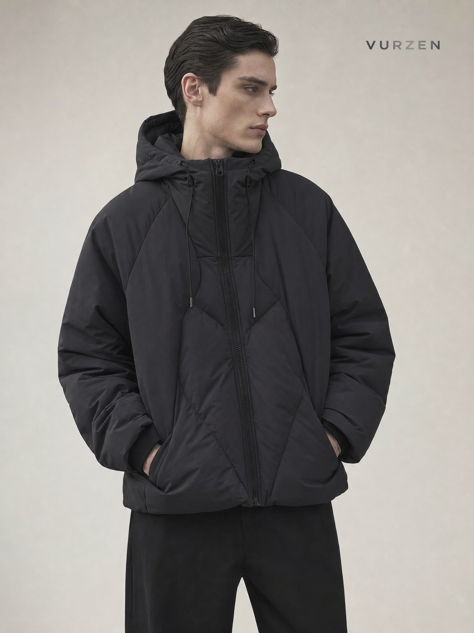 Vintage Japanese Style Hooded Thick Winter Jacket detail