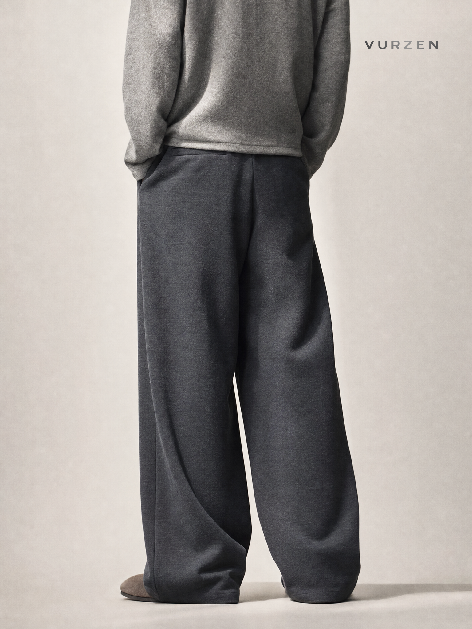 Vintage Thick Flannel Wide-Leg Bamboo Fiber Pants detail