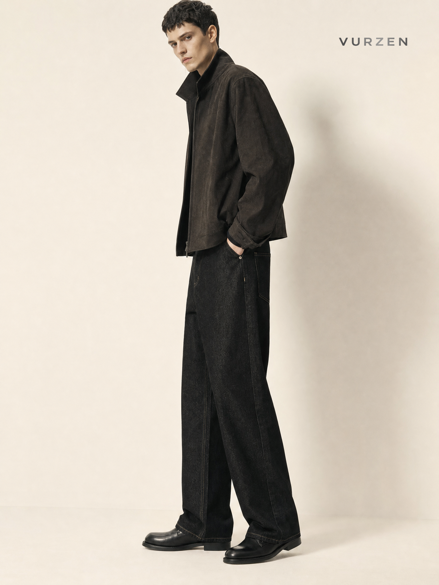 MTLCLOTHES Relaxed Wide-Leg Denim Jeans for Men detail