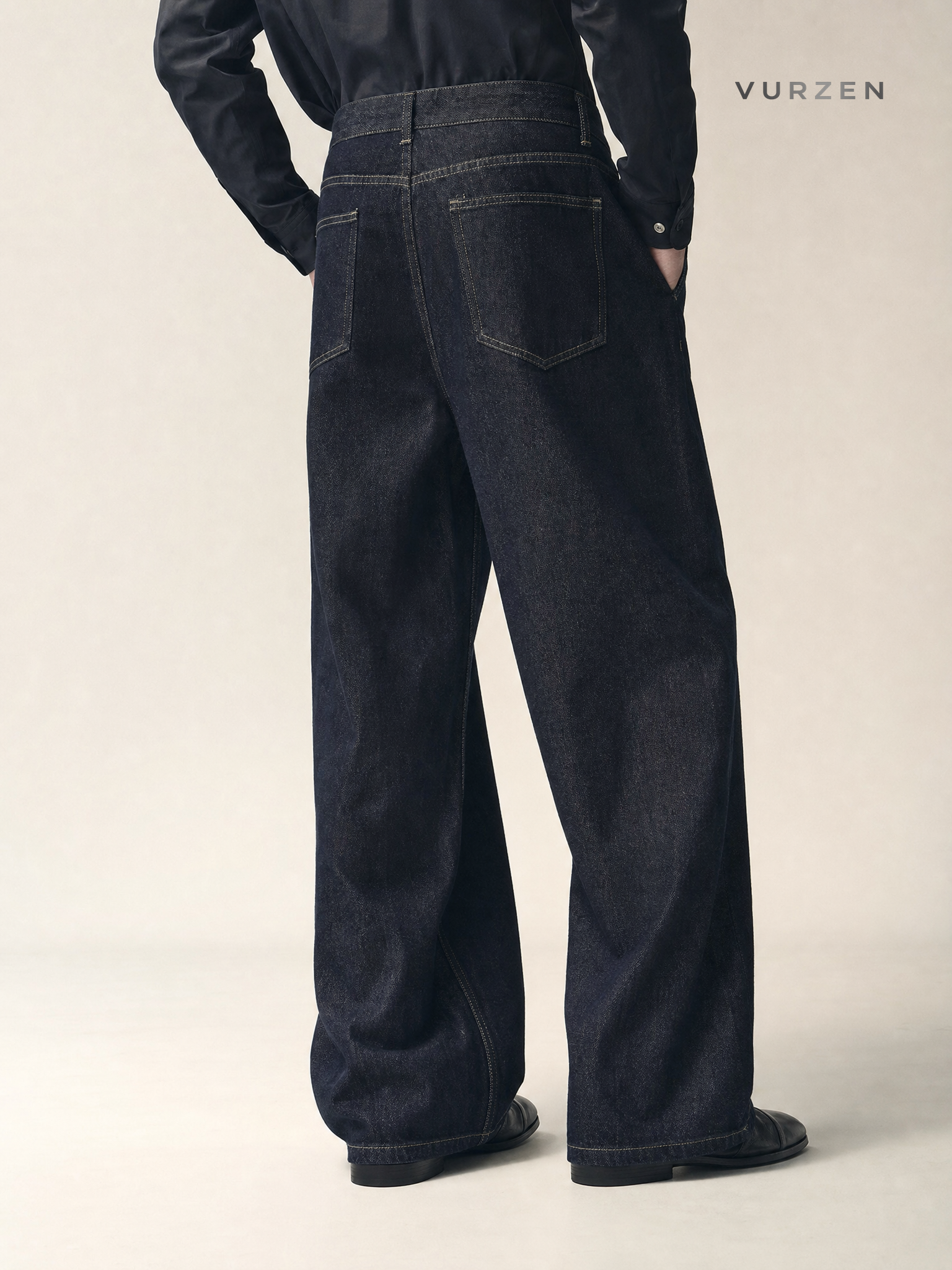 MTLCLOTHES Relaxed Wide-Leg Denim Jeans for Men detail