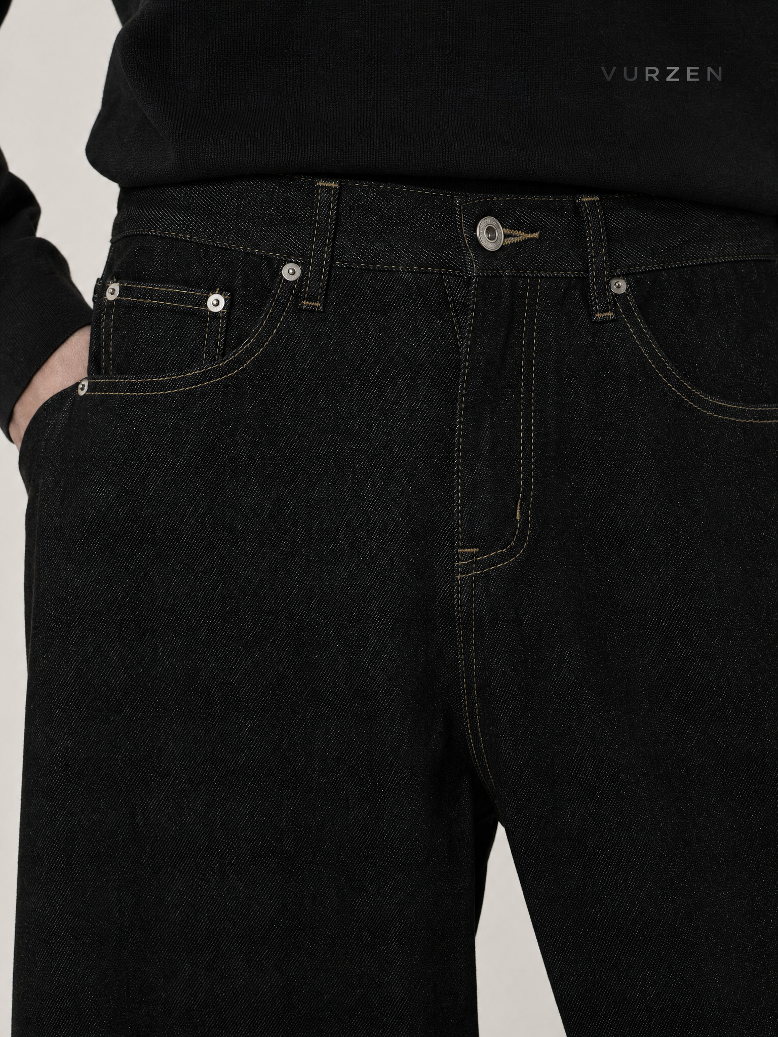 MTLCLOTHES Relaxed Wide-Leg Denim Jeans for Men detail