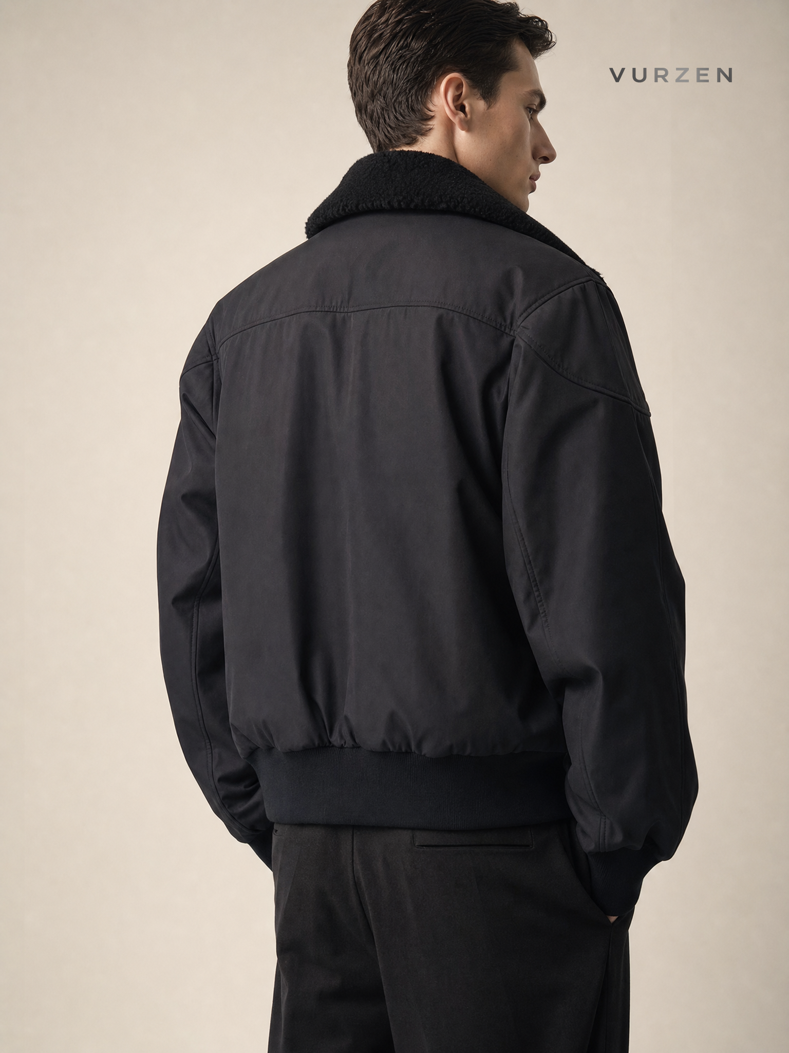 Men’s Wool-Blend Hooded Casual Work Jacket detail