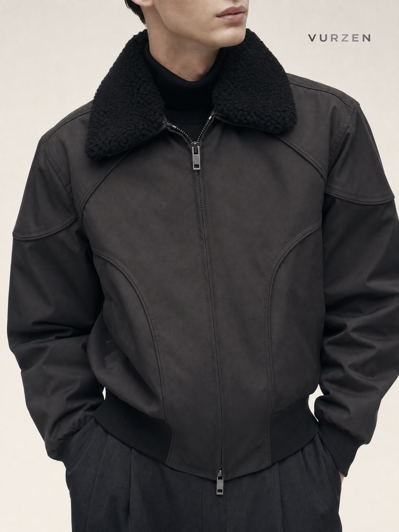 Men’s Wool-Blend Hooded Casual Work Jacket detail