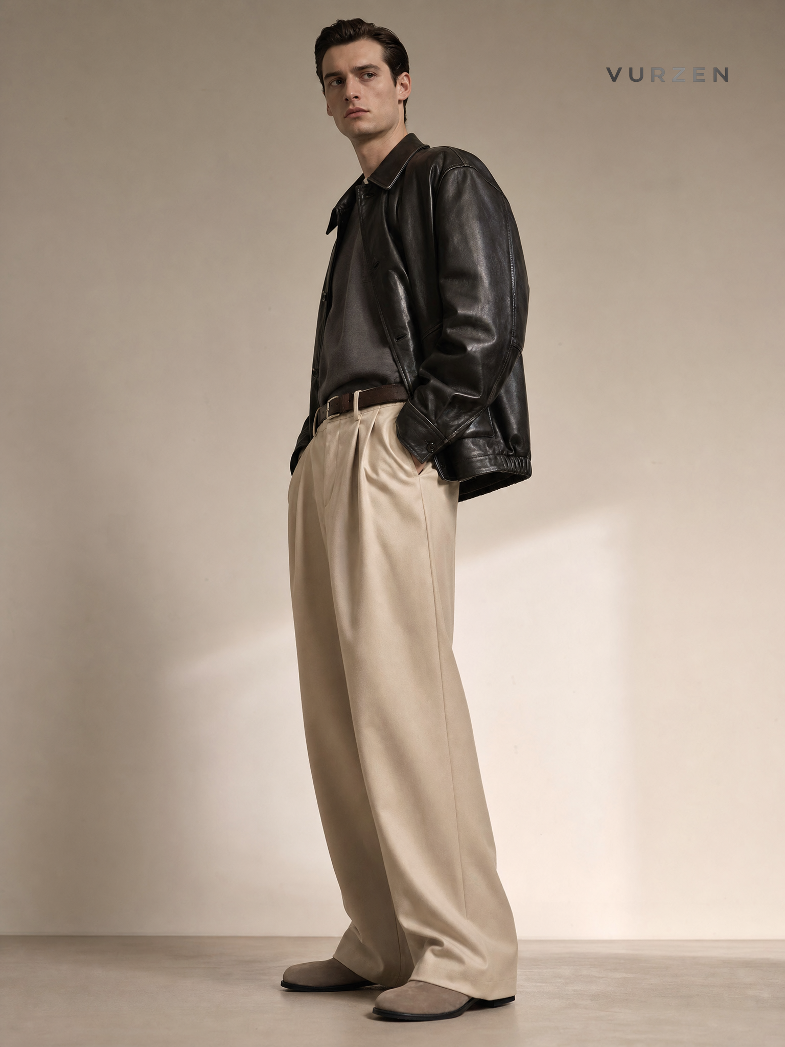 MYQ Retro Wide-Leg Warm Winter Suit Pants detail