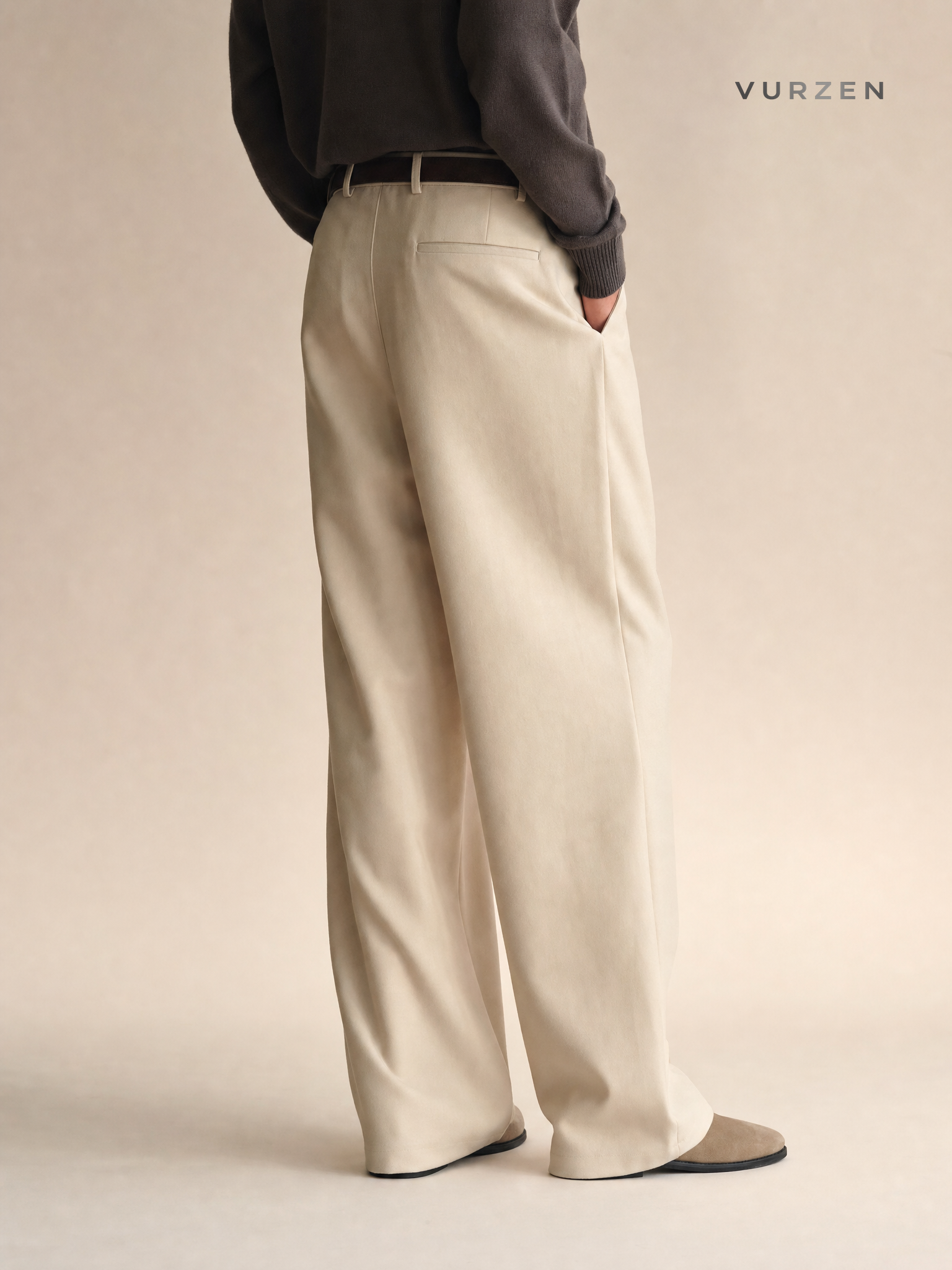 MYQ Retro Wide-Leg Warm Winter Suit Pants detail