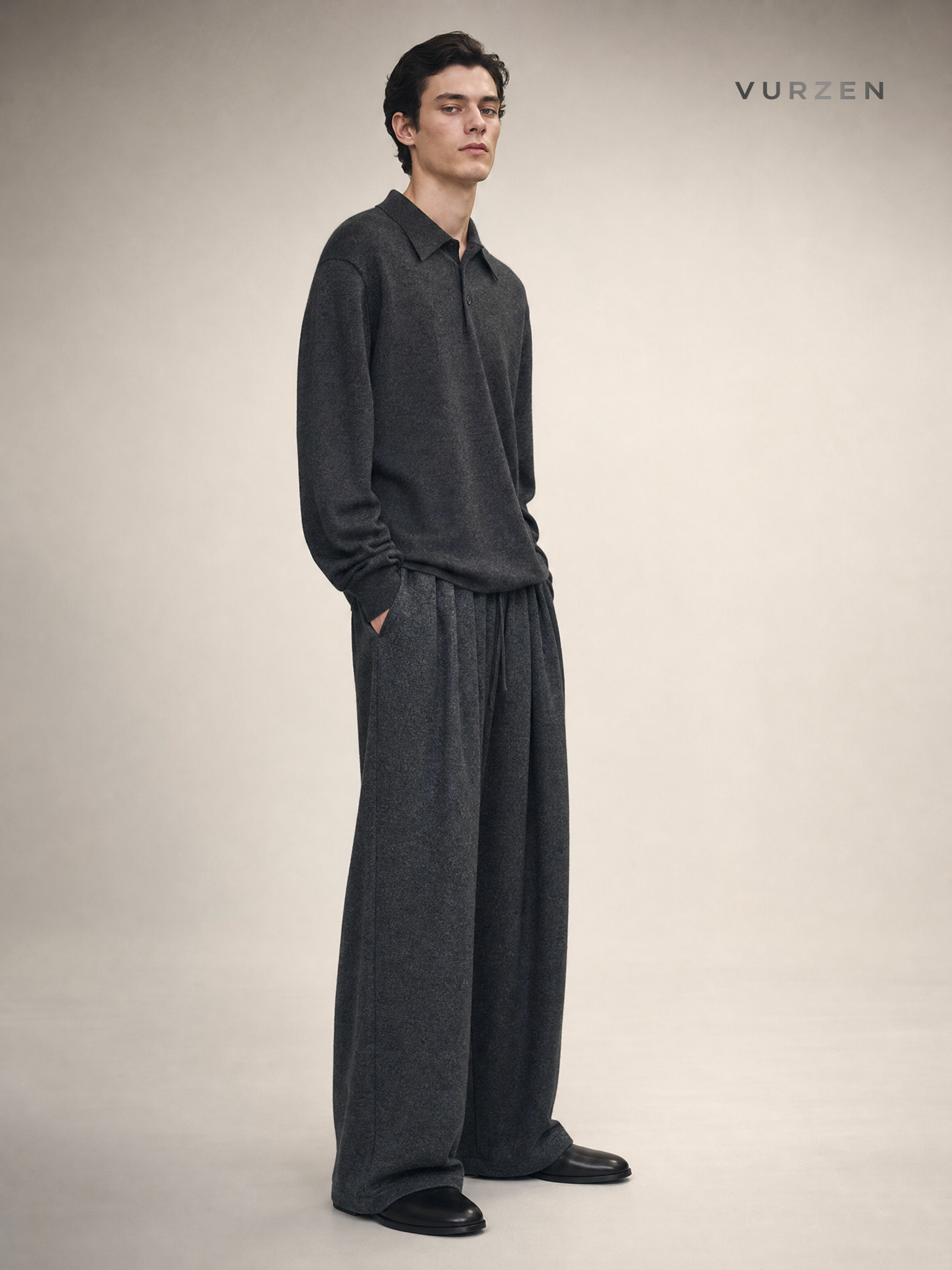 Yanshuang Casual Wide-Leg Knit Pants for Women detail