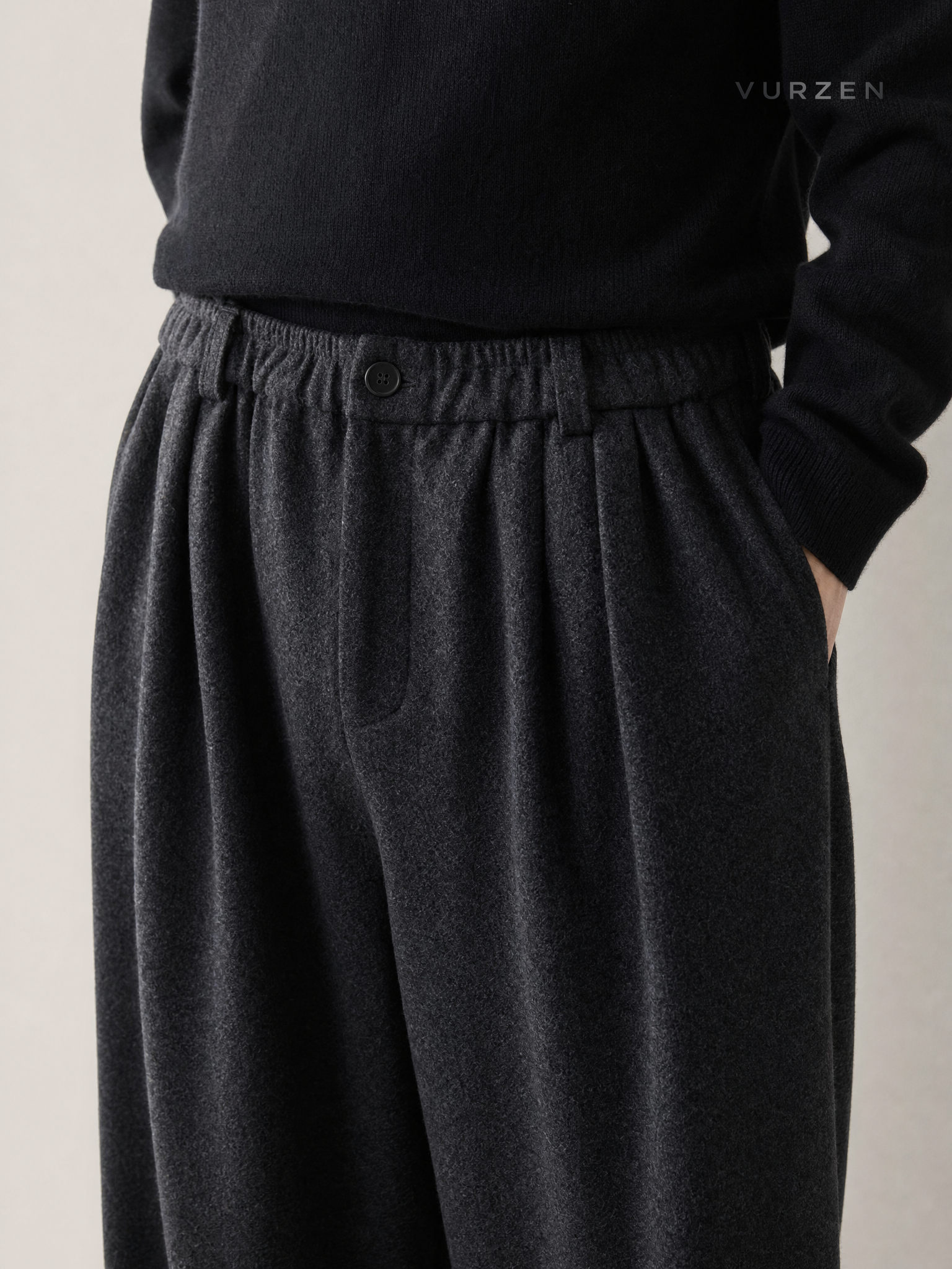 Yanshuang Casual Wide-Leg Knit Pants for Women detail