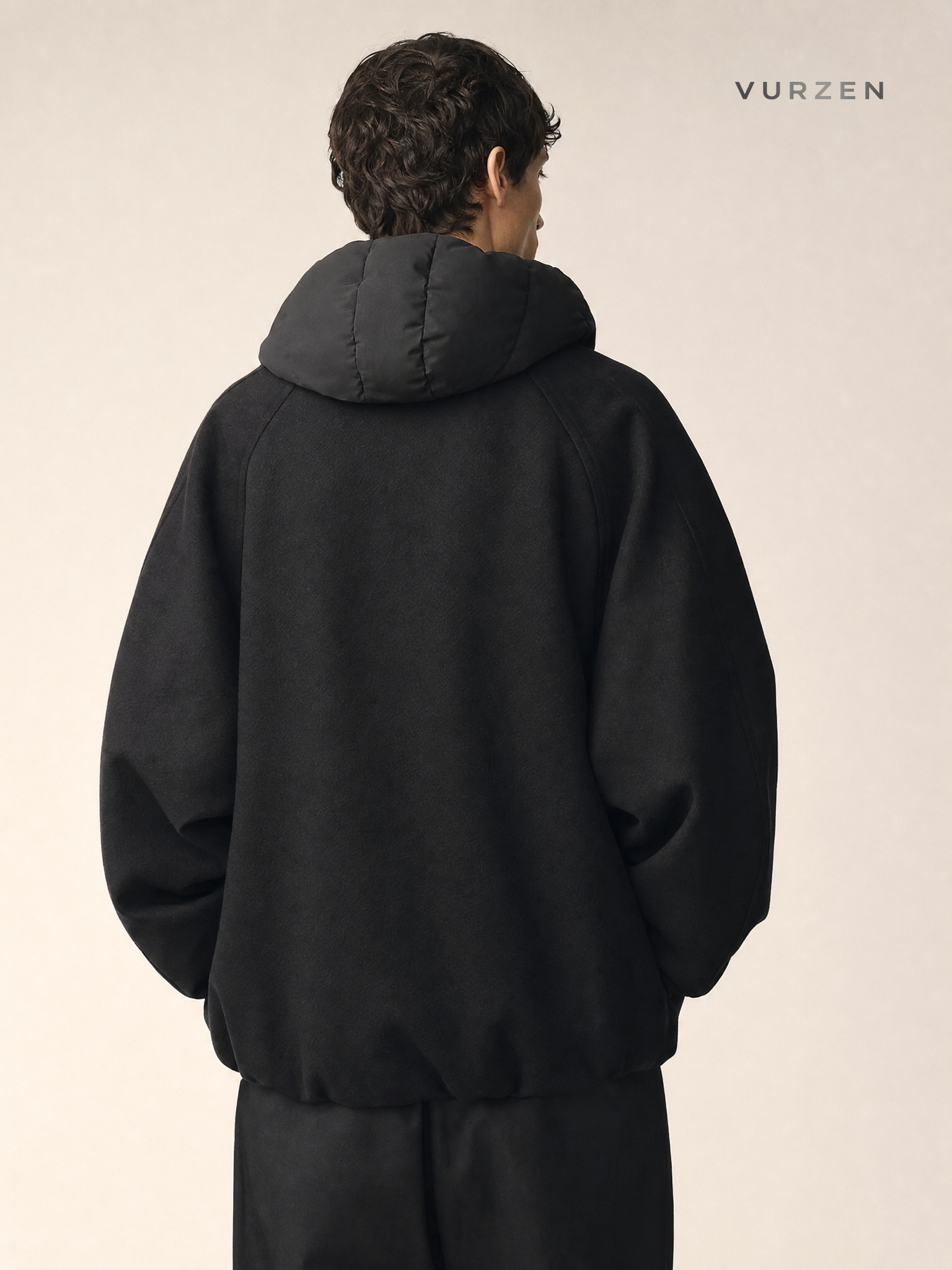 2025 Premium White Duck Down Wool Hoodie Jacket detail