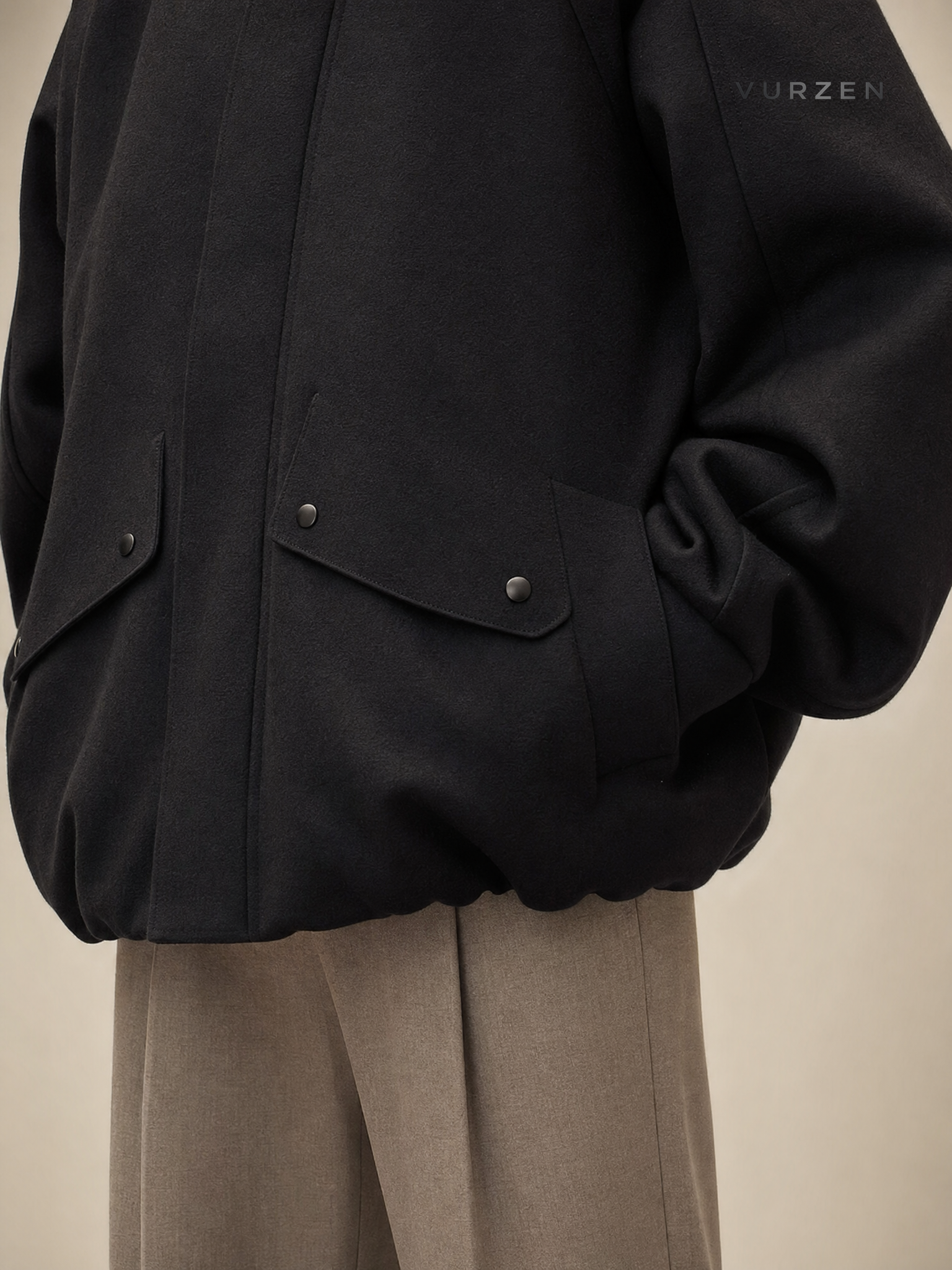2025 Premium White Duck Down Wool Hoodie Jacket detail