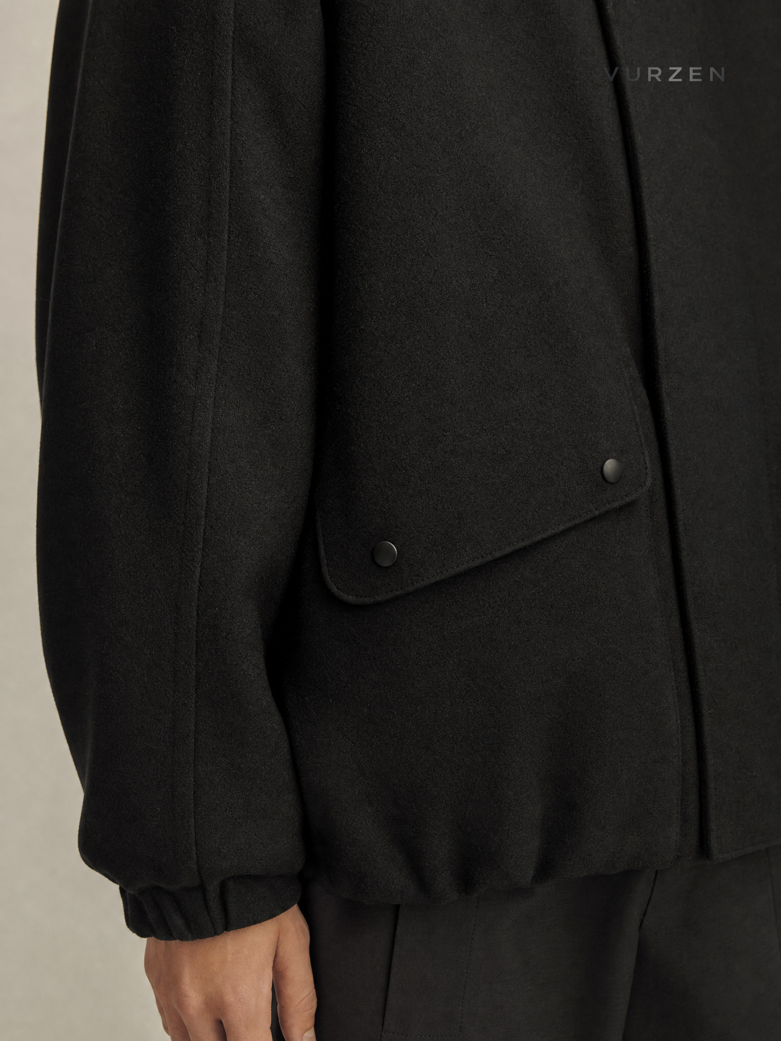 2025 Premium White Duck Down Wool Hoodie Jacket detail