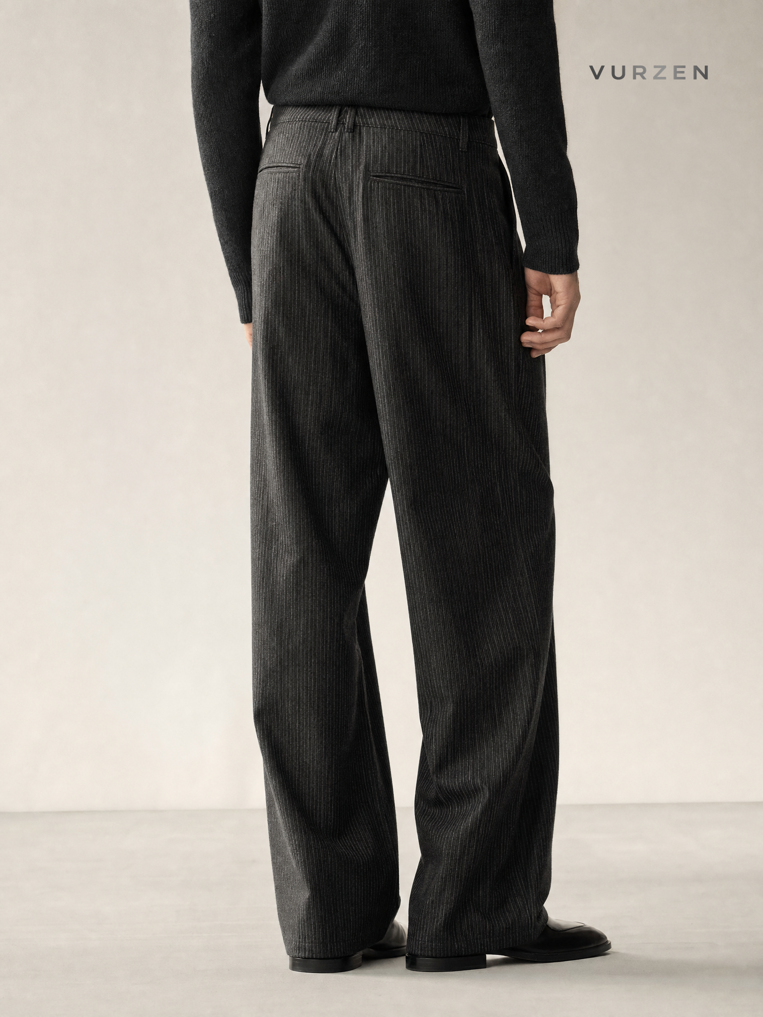 11KN Retro Straight-Leg Black Striped Denim Jeans detail